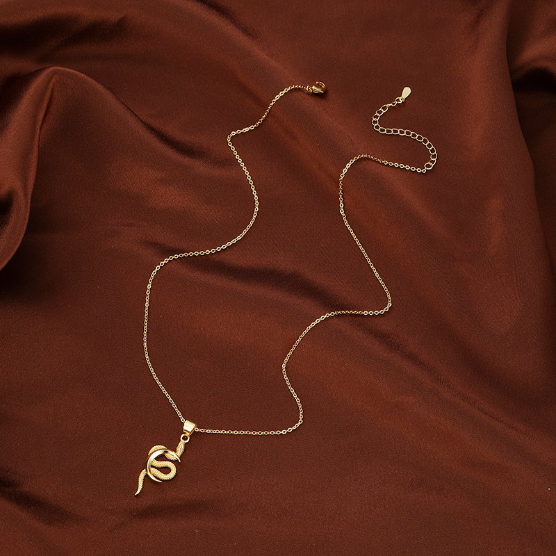 Women's Vintage Gothic Snake & Moon Pendant Necklace